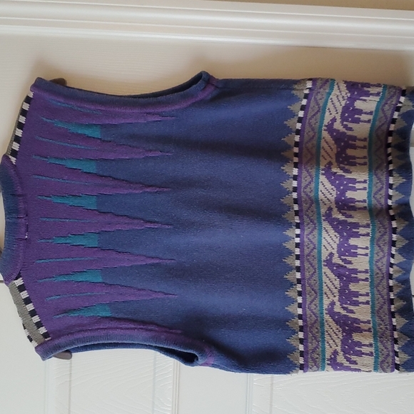 EUC Vintage Sage Design by Liz Ence Hand Loomed Sweater Vest, Medium. - Picture 2 of 12